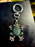 Rhinestone frog pendant keychain with ring clasp